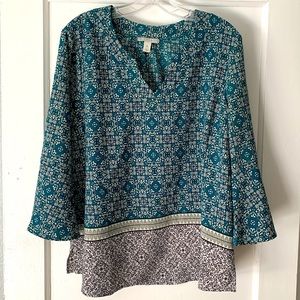 XL Dana Buchman teal patterned blouse